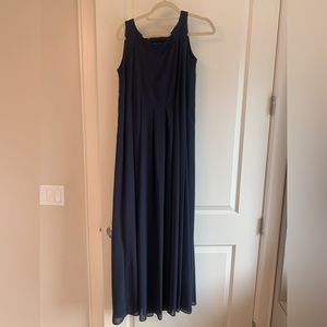 Lafayette 148 navy pleated maxi dress
